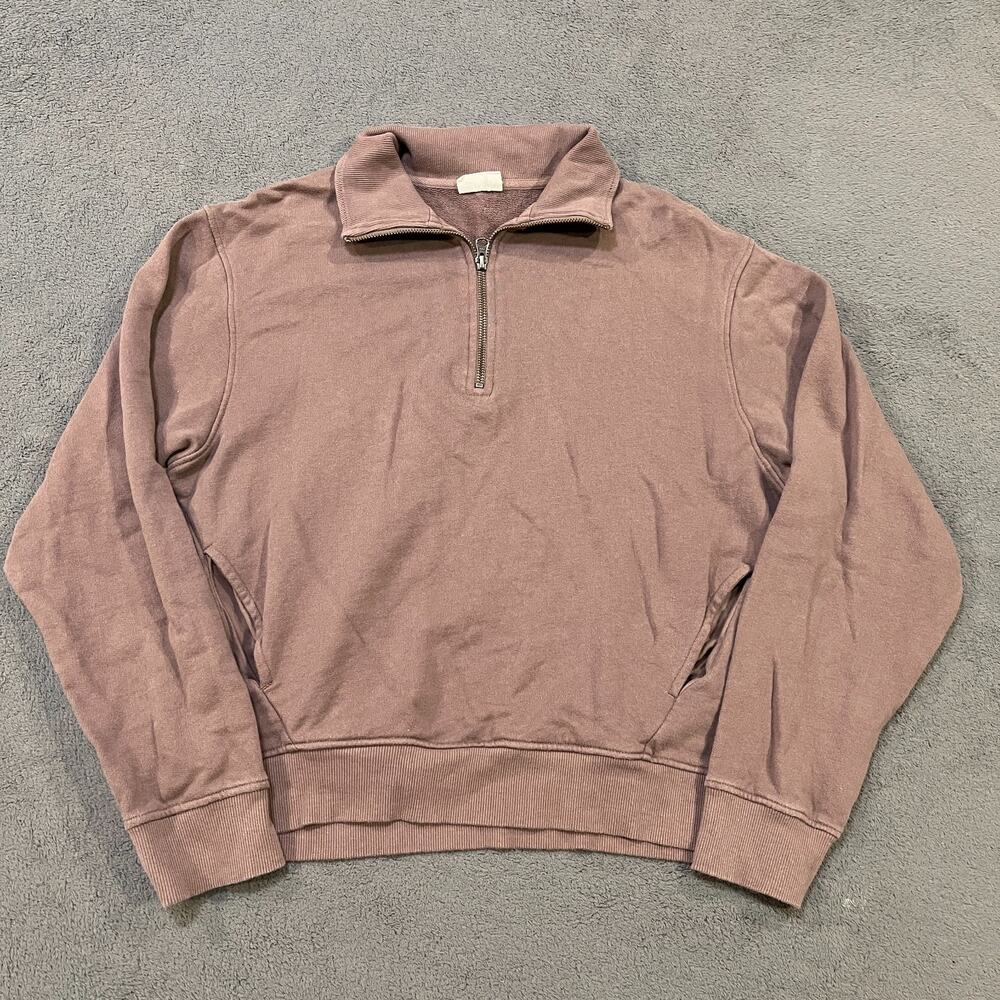 PACT Organic Cotton Half Zip Sweatshirt Pullover Mauve Pockets Women's Size M
